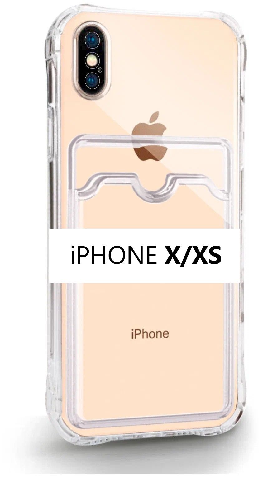 фото Чехол-накладка Card Case для iPhone X/Xs силикон c держателем для карт (прозрачный)