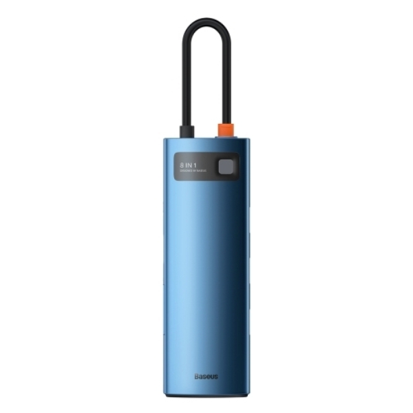 фото Адаптер Baseus 8 в 1 Metal Gleam Series Multi-functional Type-C HUB (Blue) (WKWG000103)