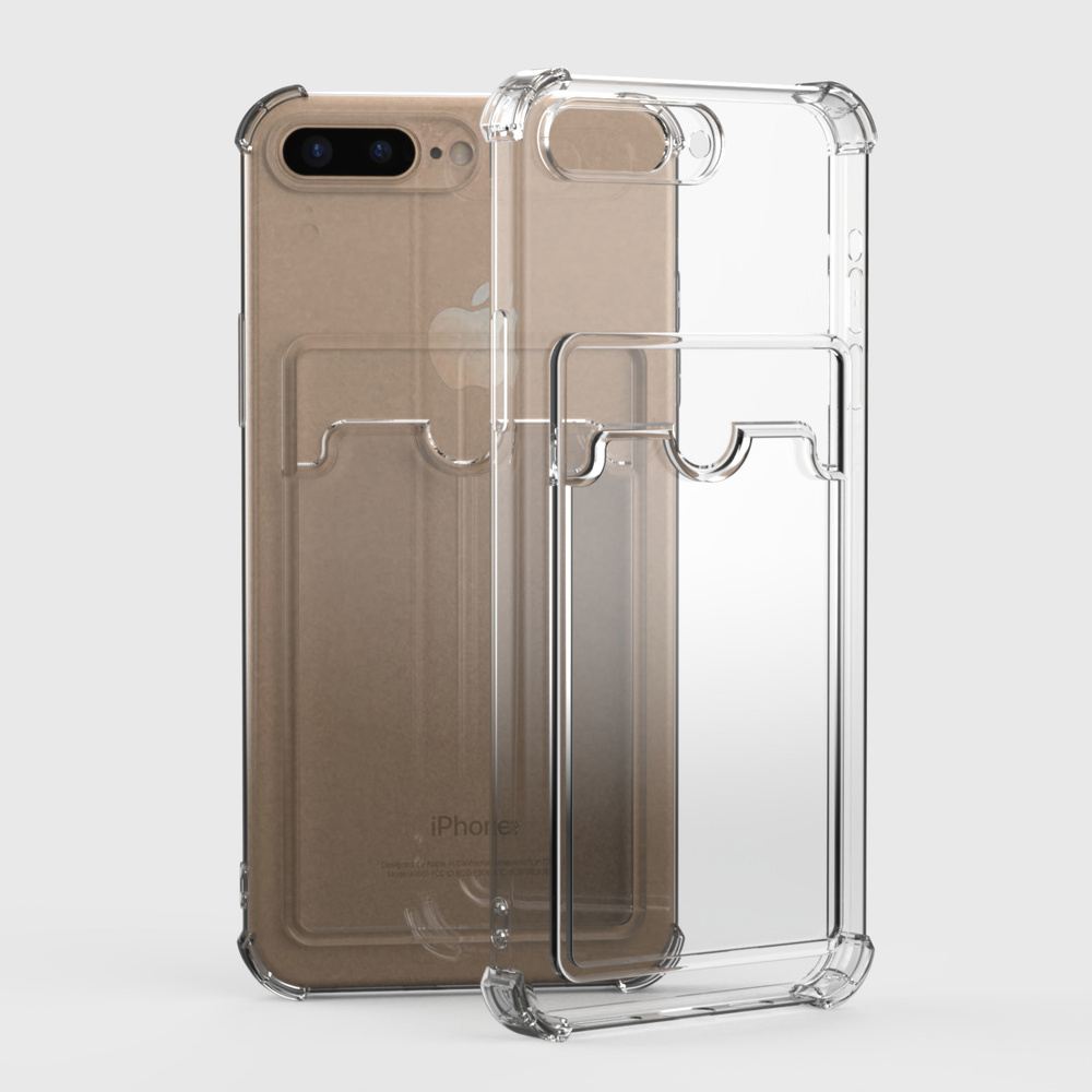 фото Чехол-накладка Card Case для iPhone 7 Plus/8 Plus силикон c держателем для карт (прозрачный)