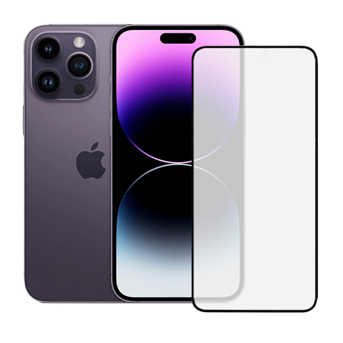 фото Защитное стекло Tempered Glass 9H для Apple iPhone 14 Pro Max цветное (черная рамка)