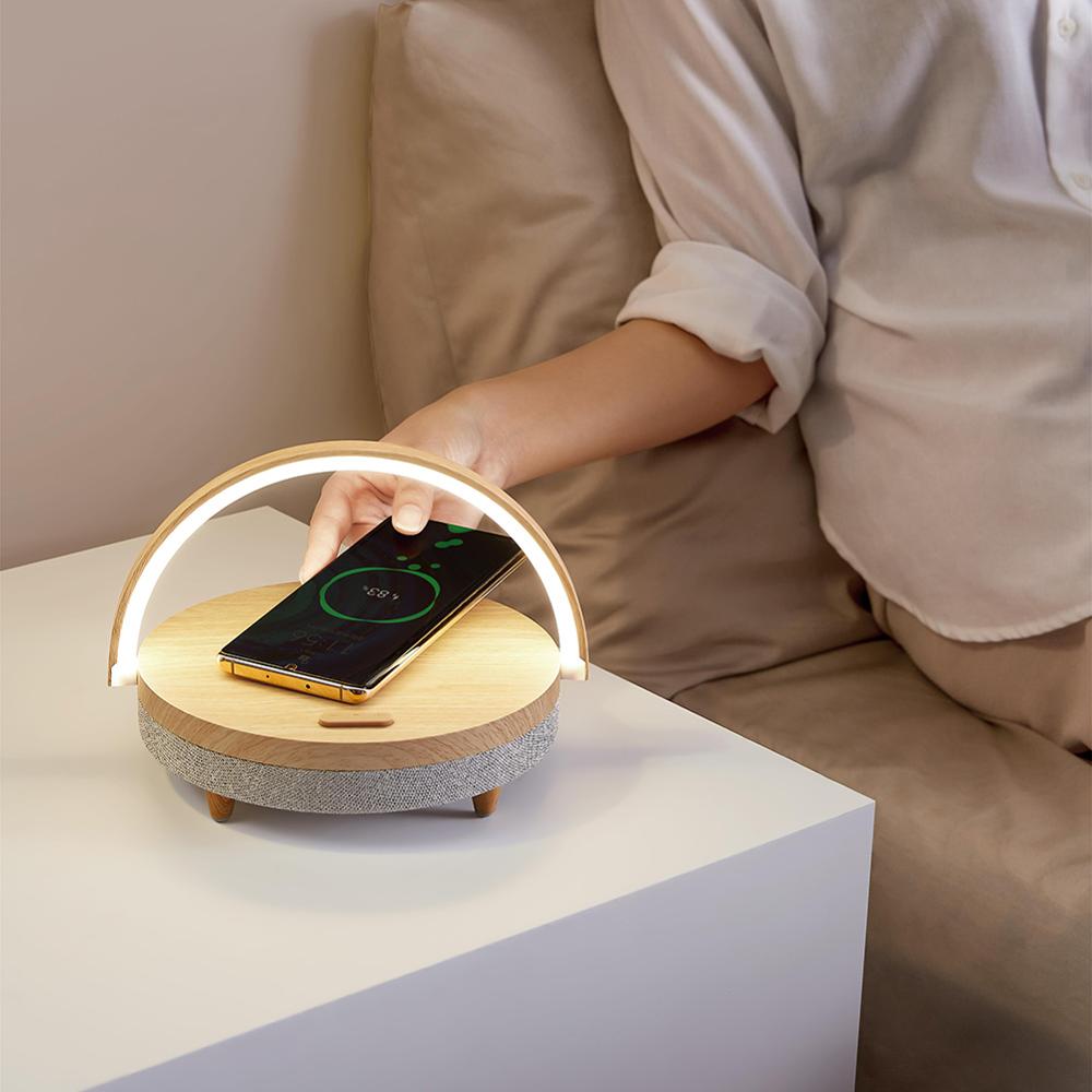 Настольная лампа Xiaomi Ezvalo Wireless Charging Lamp с функцией беспроводной зарядки и колонки Wood pattern (LYYD01) (коричневый)