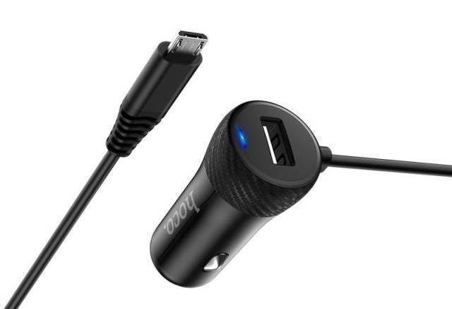 фото Автомобильное зарядное устройство Hoco Z21A Single Port (Lightning) Wired Fast Car Charger 3.4A (черный)
