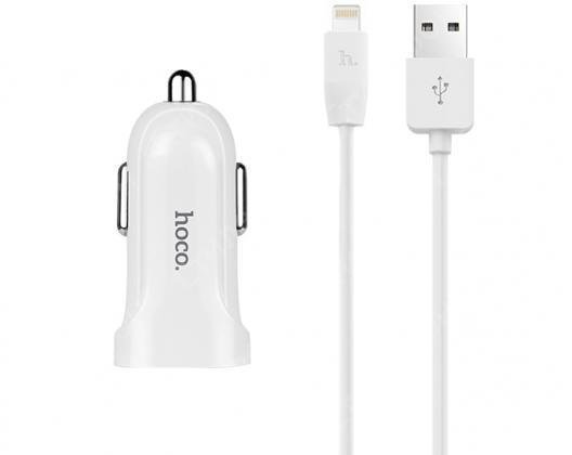 фото Автомобильный блок питания Hoco Z2 USB+кабель (USB) на (Lightning) 1m/1.5A (белый)